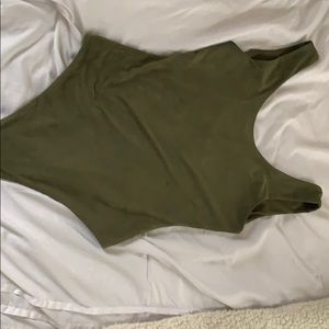 green suede bodysuit